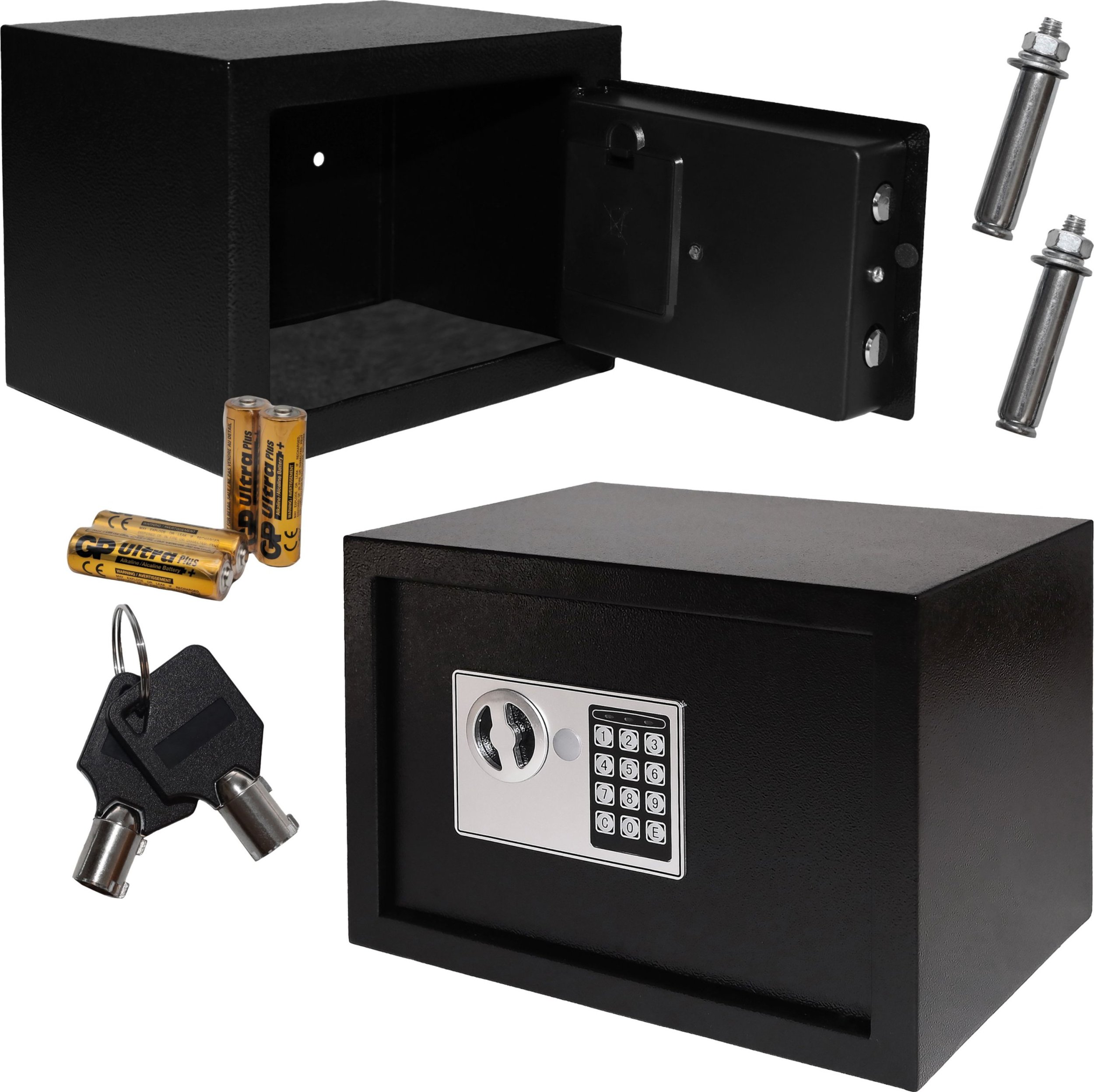 Sejf domowy z zamkiem elektronicznym na kluczyk lub kod 23x17x17 cm