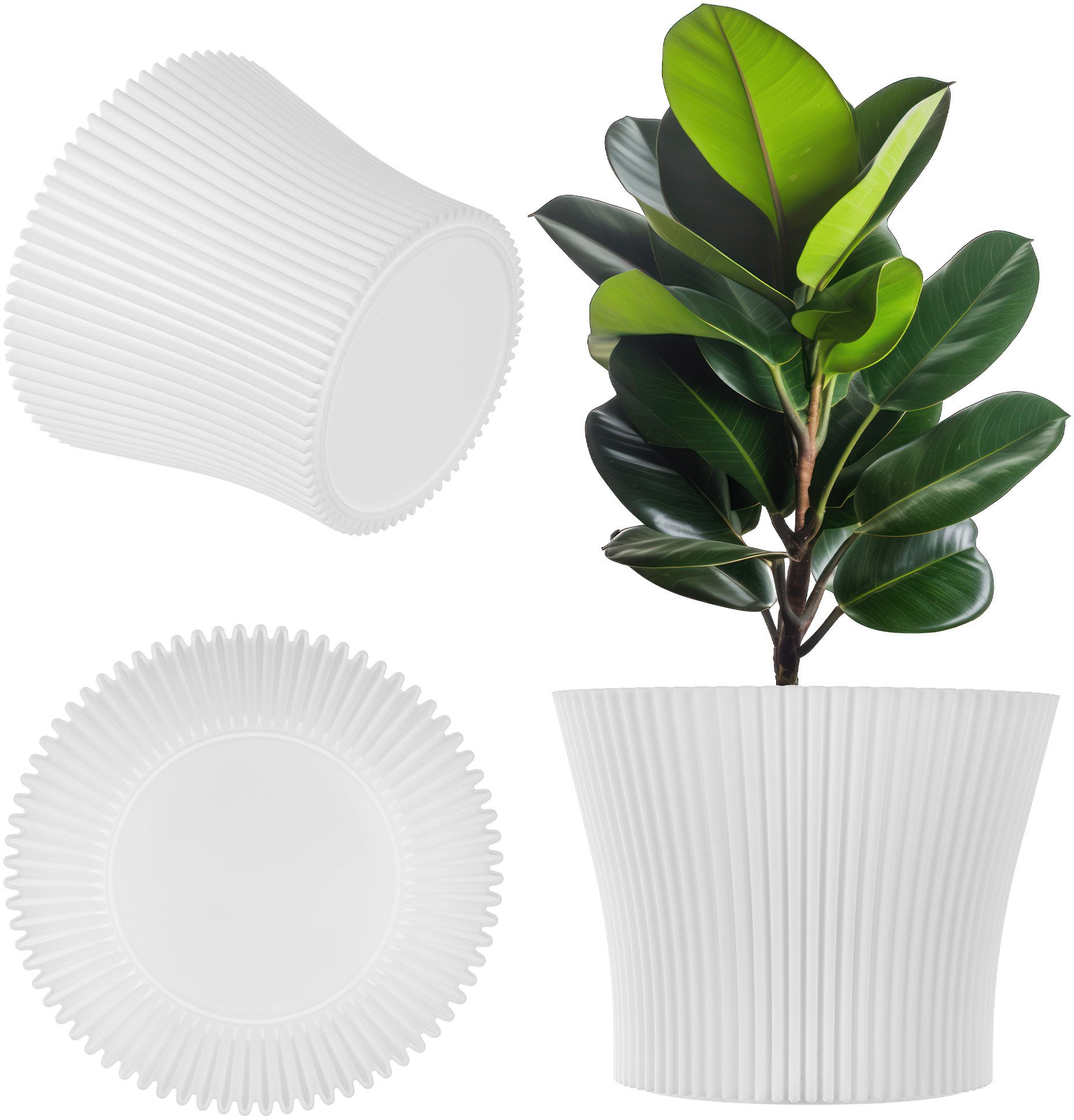 KADAX Doniczka Donica Na Kwiaty 13cm Osłonka Rośliny Kwietnik Plastikowa Biała