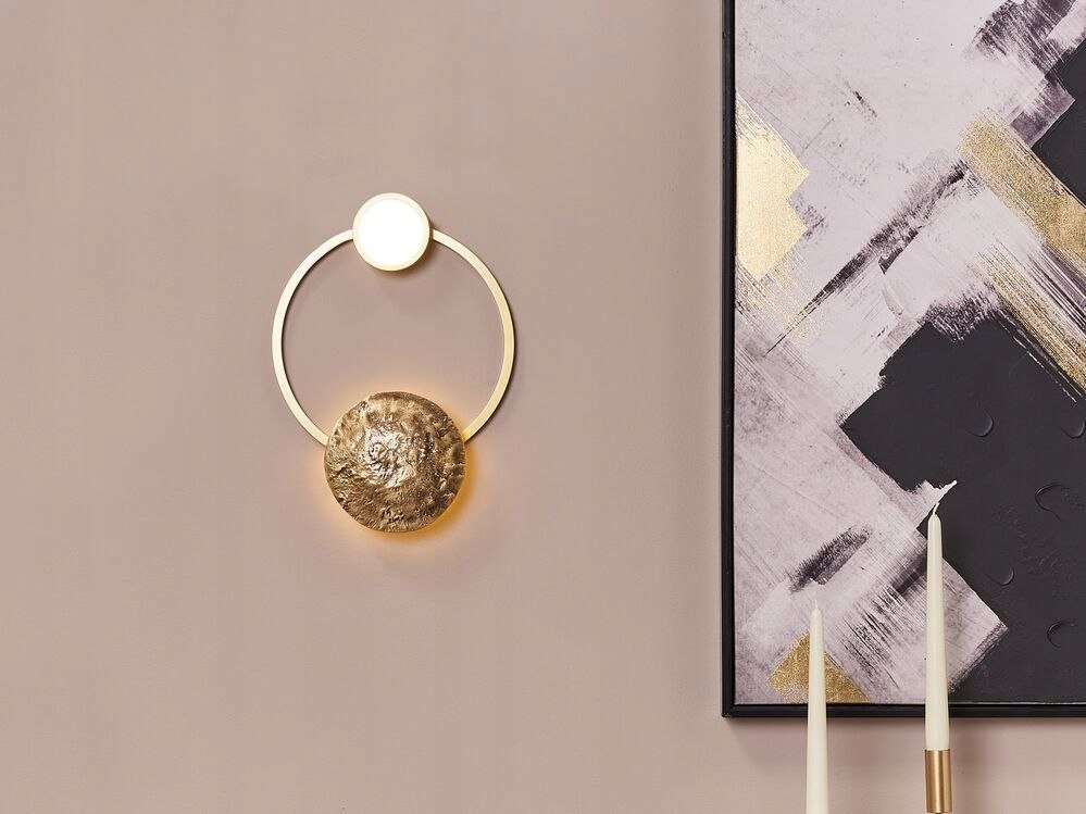 Kinkiet Beliani Lampa ścienna LED metalowa złota PONUGA