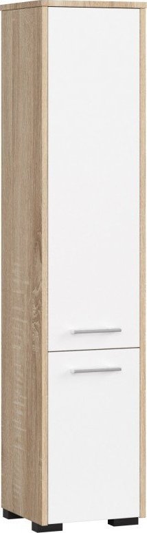 Elior Skandynawska szafka łazienkowa z półkami dąb sonoma + biały - Laro 3X