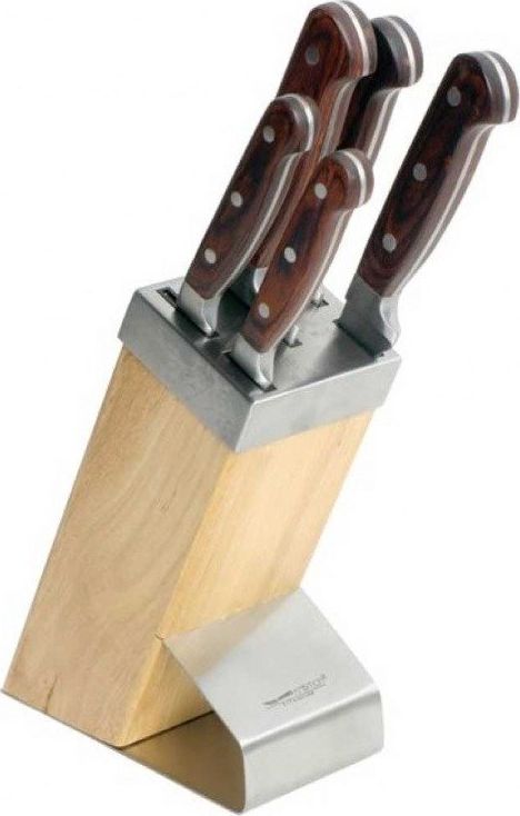Ambition Zestaw 5 Stalowe Noże Drewniany Blok AMBITION uniwersalny