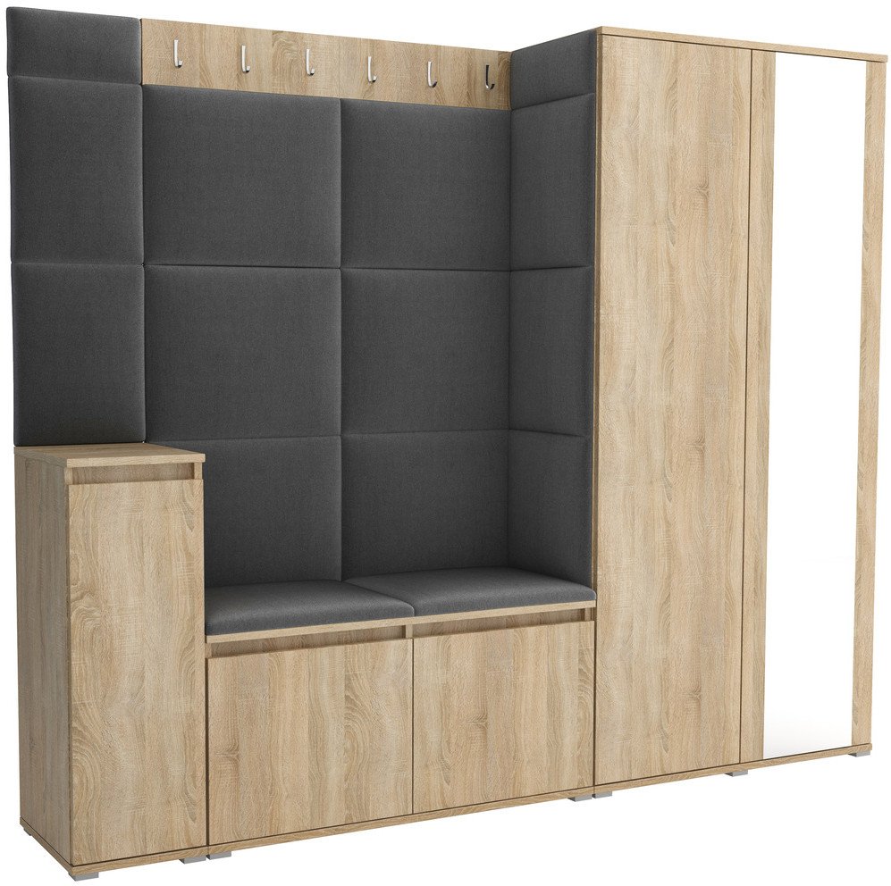 Tapicerowana garderoba Noris VIII z lustrem - kolor sonoma + tkanina Trinity 15