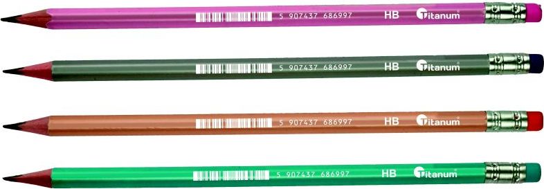 Titanum Ołówek z gumką hb tr. perł. 4szt