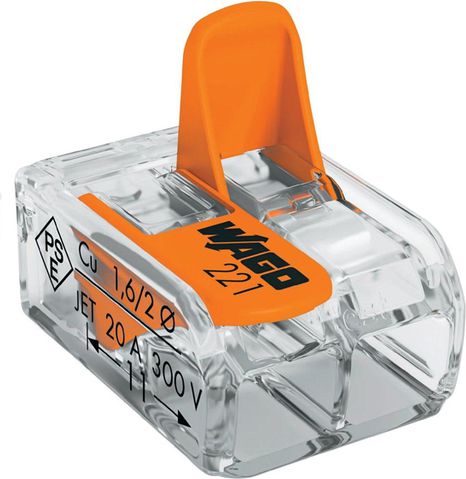 Wago Złączka uniwersalna 2x4mm przeźroczysto pomarańczowa do wszystkich rodzajów przewodów (221-412)