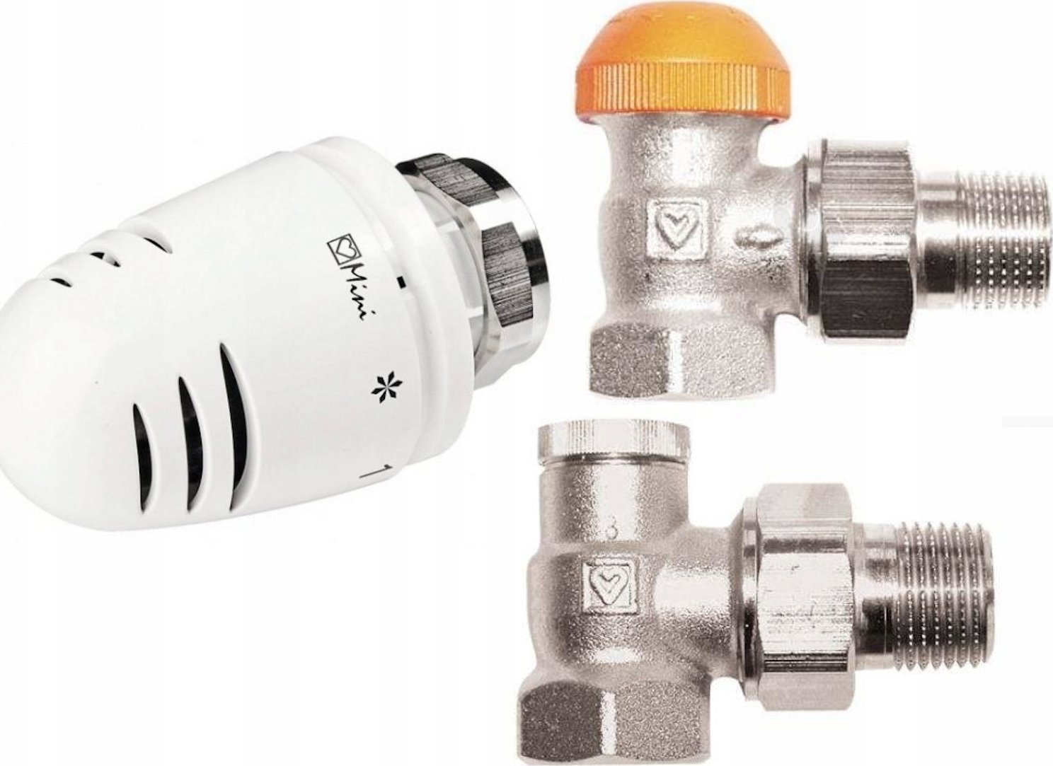 Herz Pakiet przyłączeniowy katowy do grzejnika 1/2 głowica zawór zasilający + powrotnyHERZ