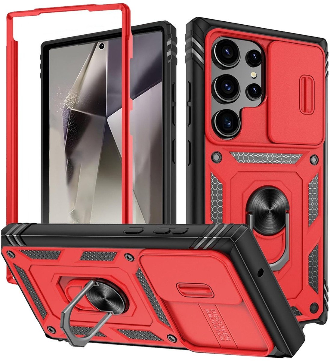 Etui magnetyczne Camshield Ring Pro do Samsung Galaxy S24 Ultra, czerwone