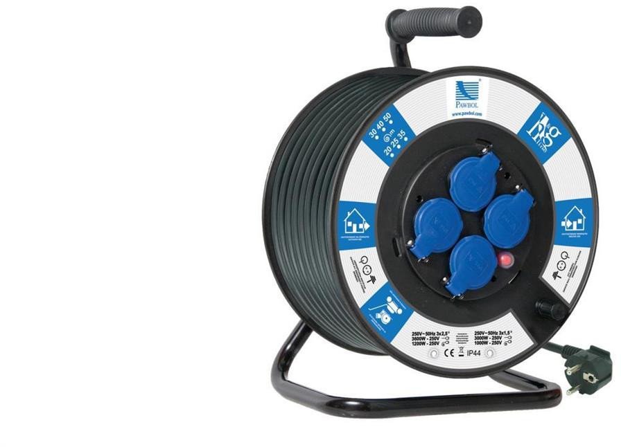 Przedłużacz na bębnie PB H05RR F 3x1,5 - 30m, 4xGZ16A (250V) IP 44, B.1116-300G-30