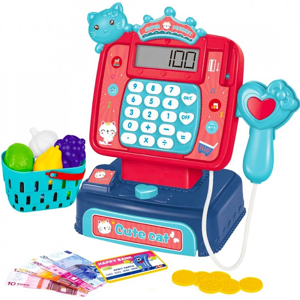 Kasa Sklepowa Fiskalna z Koszykiem, Dźwiękiem i Kotkiem