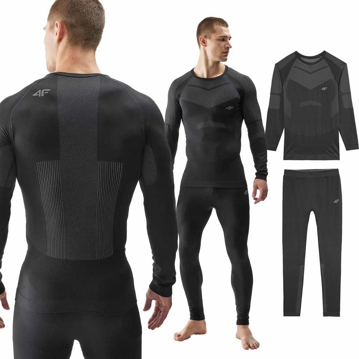 BIELIZNA MĘSKA TERMOAKTYWNA MĘSKA 4F GÓRA + DÓŁ SZYBKOSCHNĄCA KOMPLET S/M