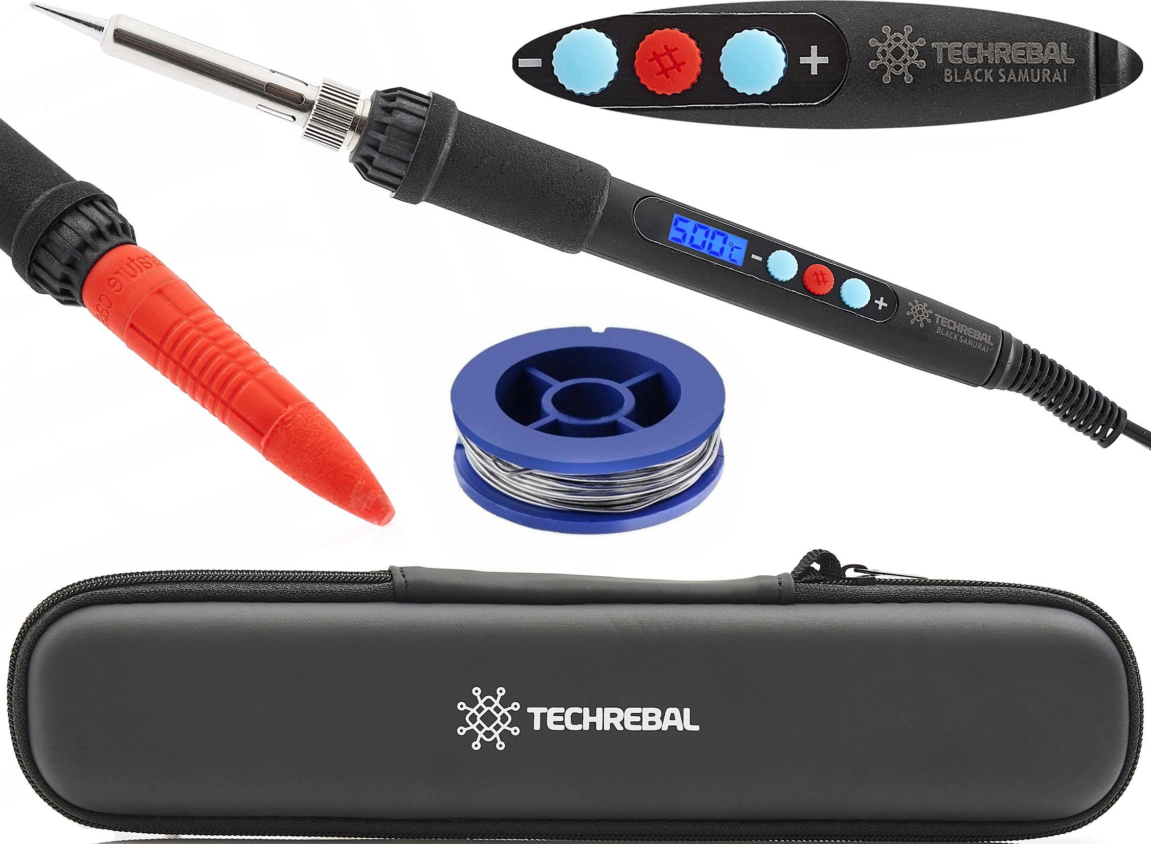 Precyzyjna Lutownica z Wyświetlaczem LCD 60W Blue Jet + Etui Cyna Akcesoria