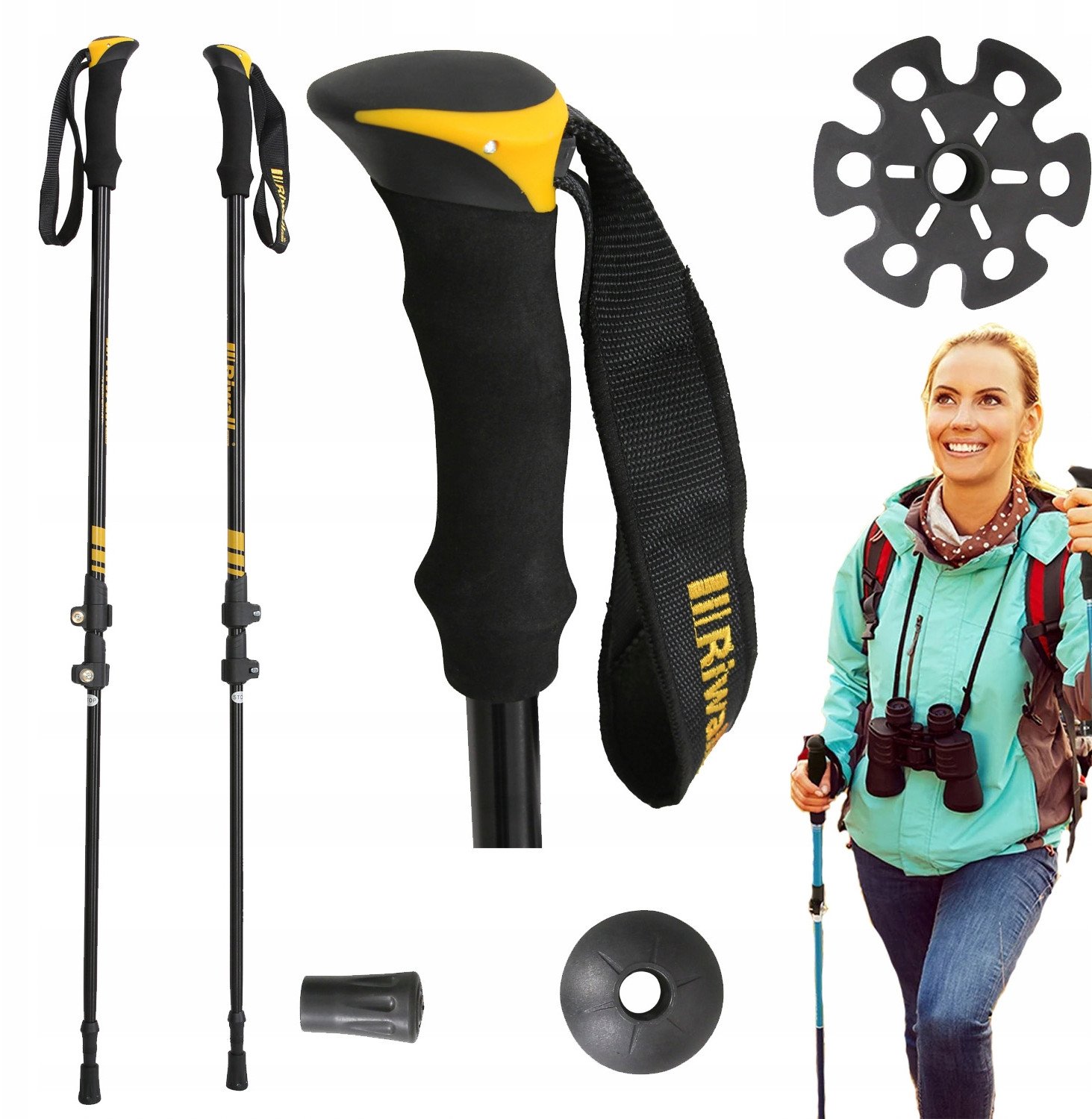 KIJKI DO NORDIC WALKING DO CHODZENIA REGULOWANE TREKKINGOWE RIWALL RSP-01