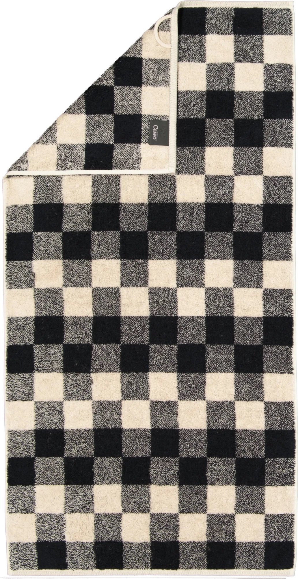 Cawo Frottier Ręcznik bawełniany 50x100 cm Natural Karo 6217-39 czarny