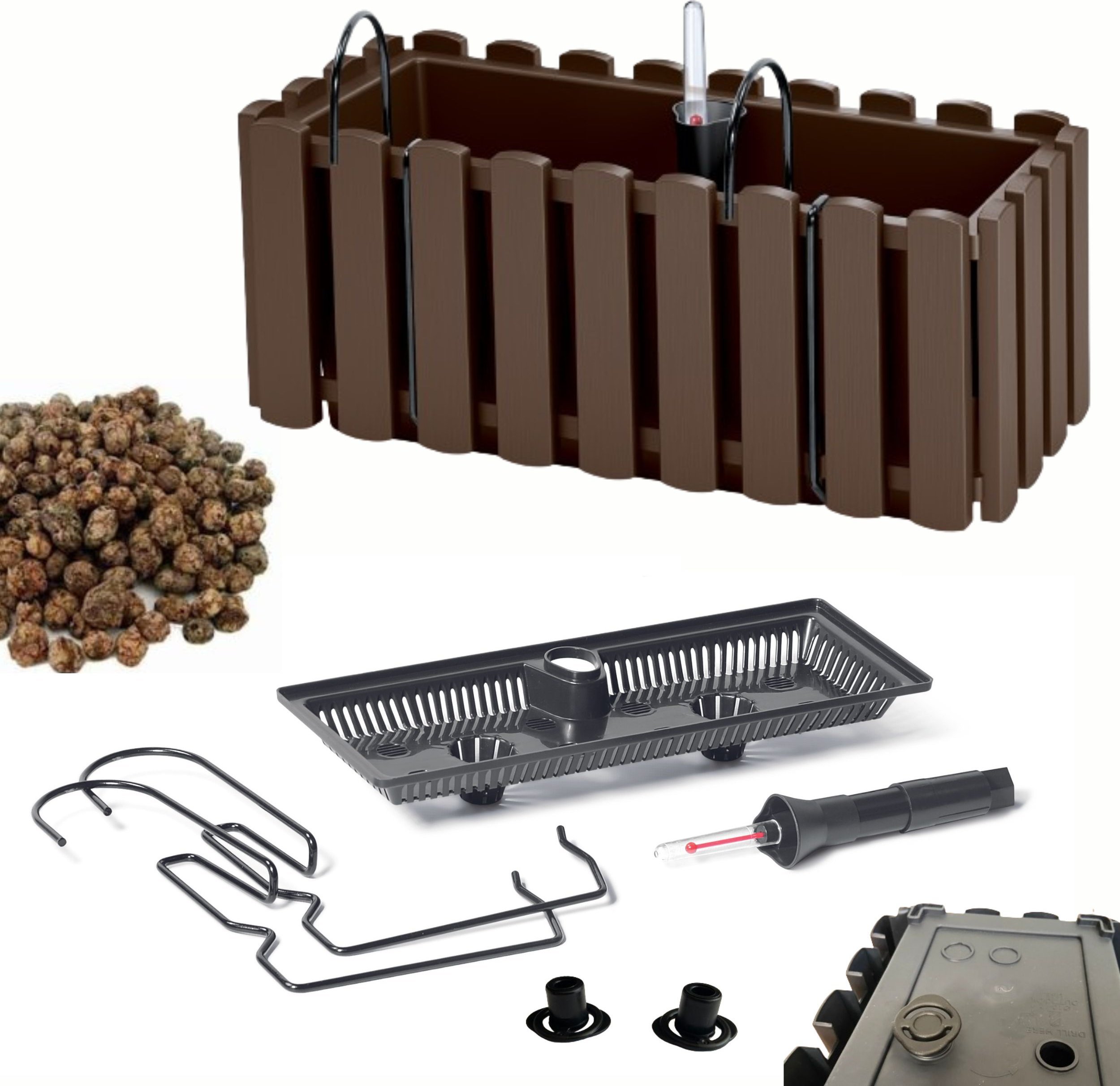 Prosperplast Skrzynka na balustradę DDEF400W Doniczka balkonowa + Keramzyt 1l