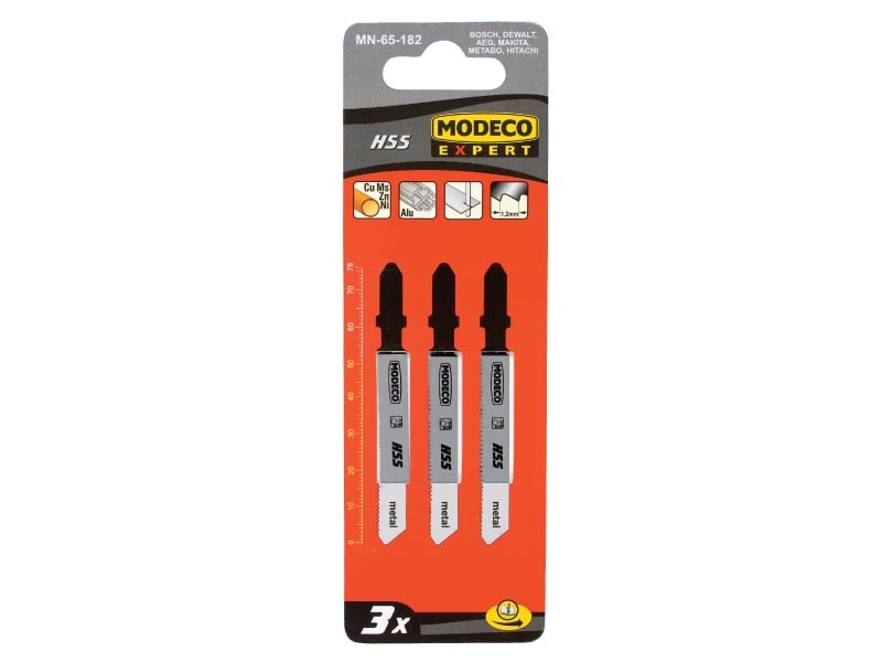 Modeco Brzeszczoty do wyrzynarek typu T 100x3mm cięcie krzywoliniowe stali - MN-65-185