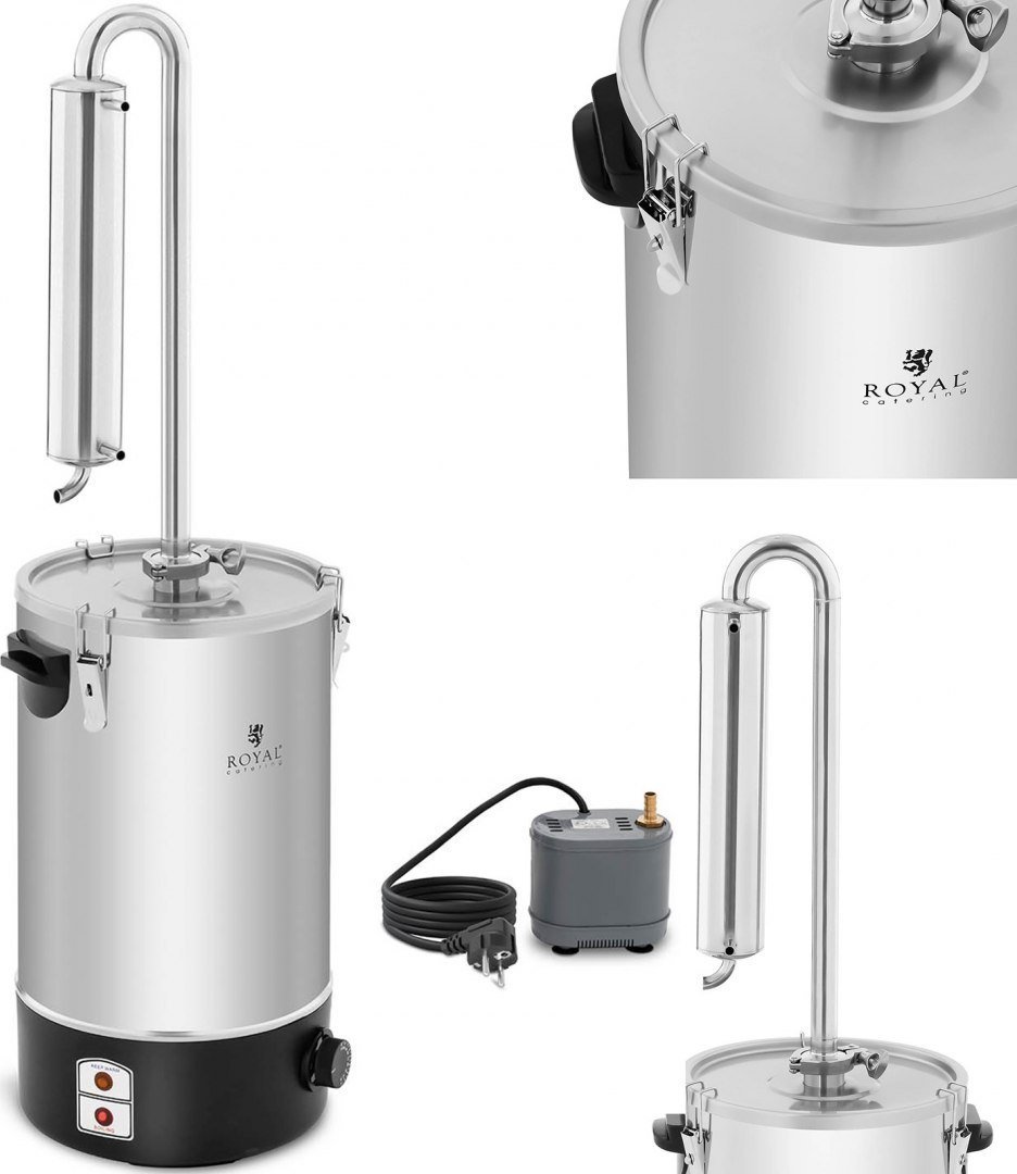 Royal Catering Destylator oczyszczasz do wody do wytwarzania olejków eterycznych ze stali nierdzewnej 20 l