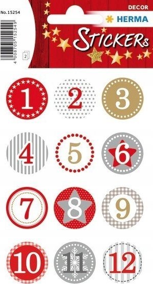 Kalendarz adwentowy Herma HERMA DECOR ADVENTSKALENDERZ.1-24, ROT Ø 2 cm