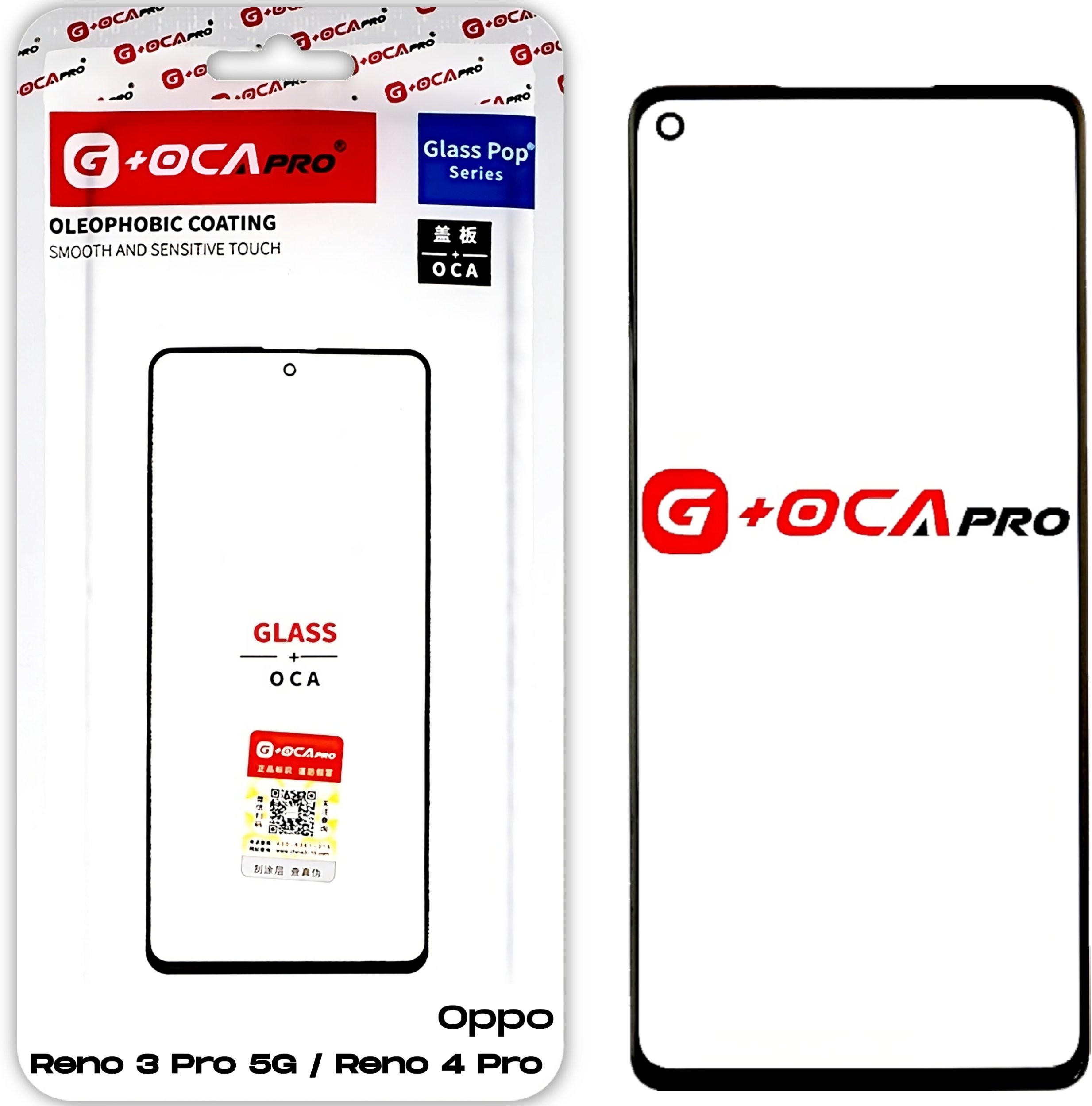 Oppo Reno 3 Pro 5G / Reno 4 Pro Szyba z Klejem OCA do Refabrykacji