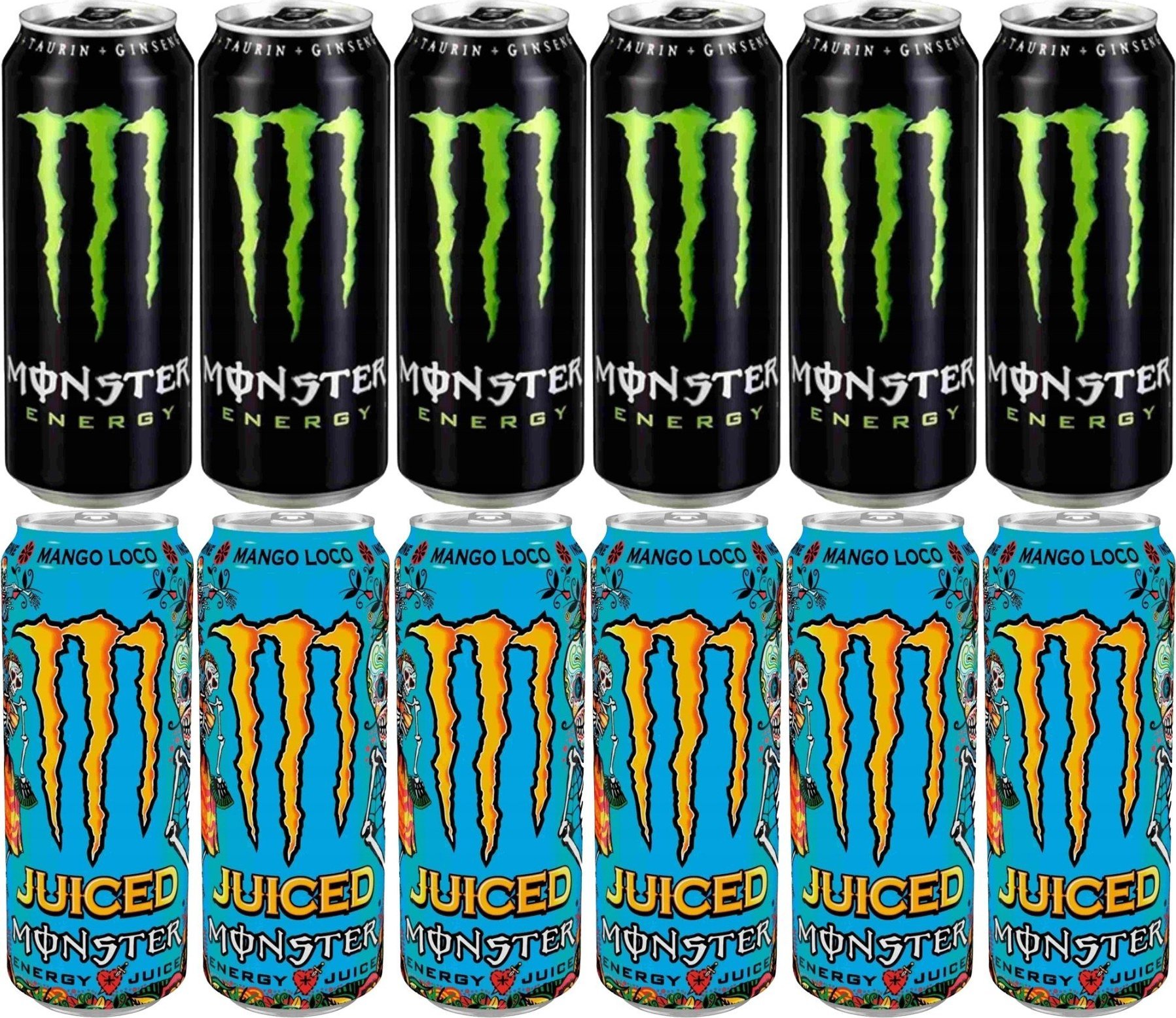 Monster Monster Energy 500ml - mix smaków: Mango Loco x 6 sztuk + Classic x 6 sztuk