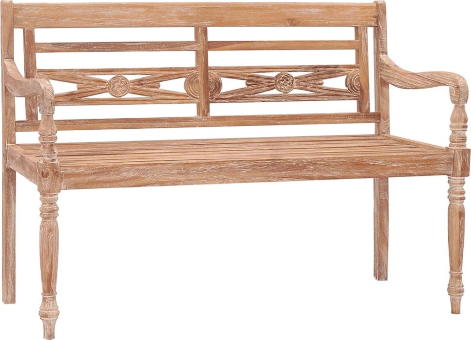 vidaXL Ławka Batavia, 120 cm, bielone, lite drewno tekowe