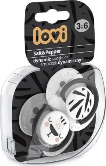Lovi Smoczek silikonowy dynamiczny 3-6msc 2 szt. Salt Pepper