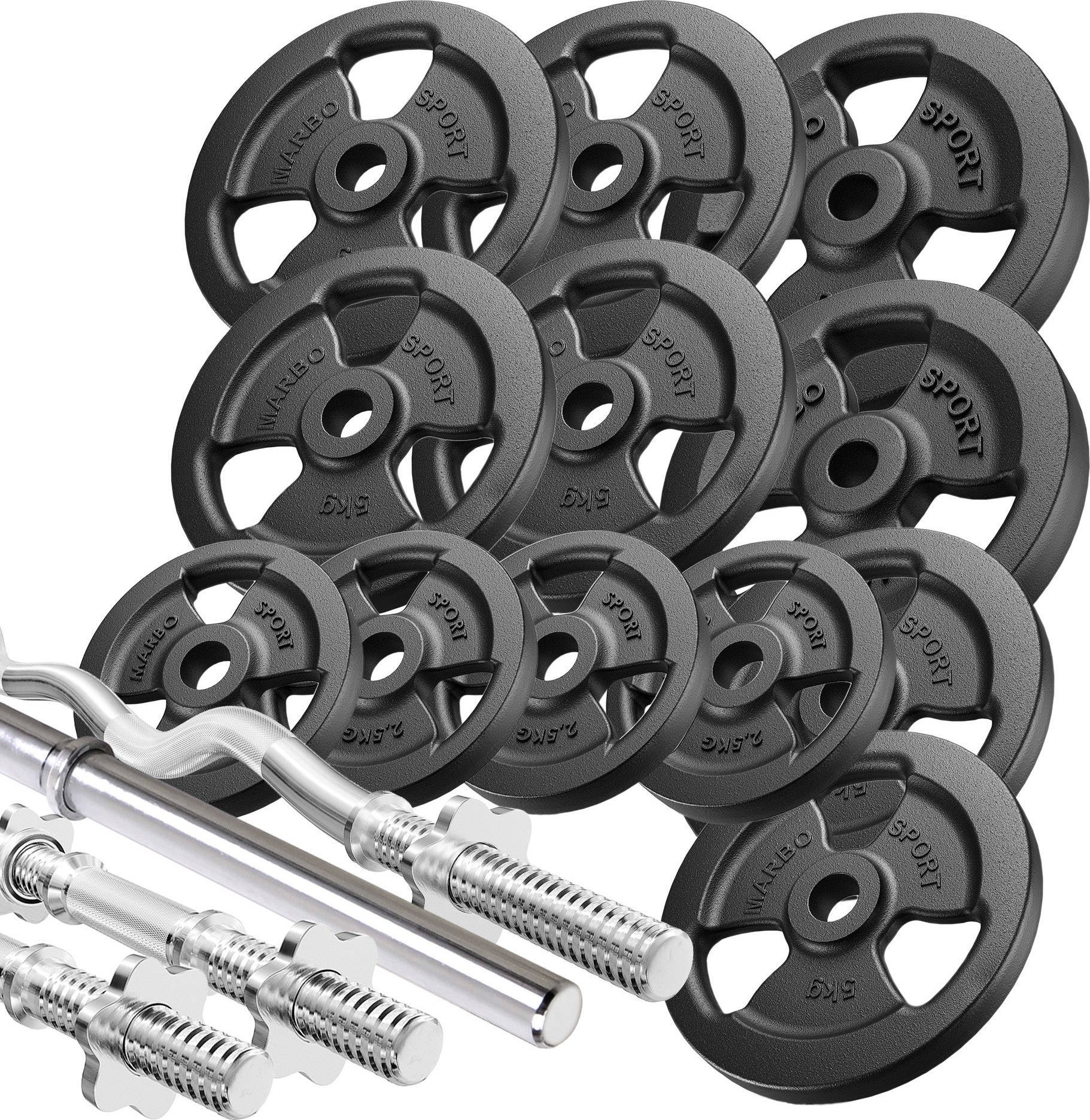 Zestaw gryfów wzmocnionych i obciążeń 83 kg - Marbo Sport