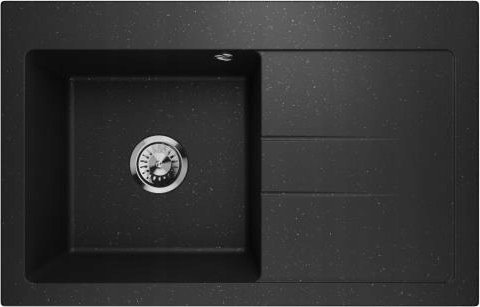 Zlewozmywak Lavello ZLEWOZMYWAK GRANITOWY LAVELLO LUXOR1.0 CZARNY METAL PRAWY