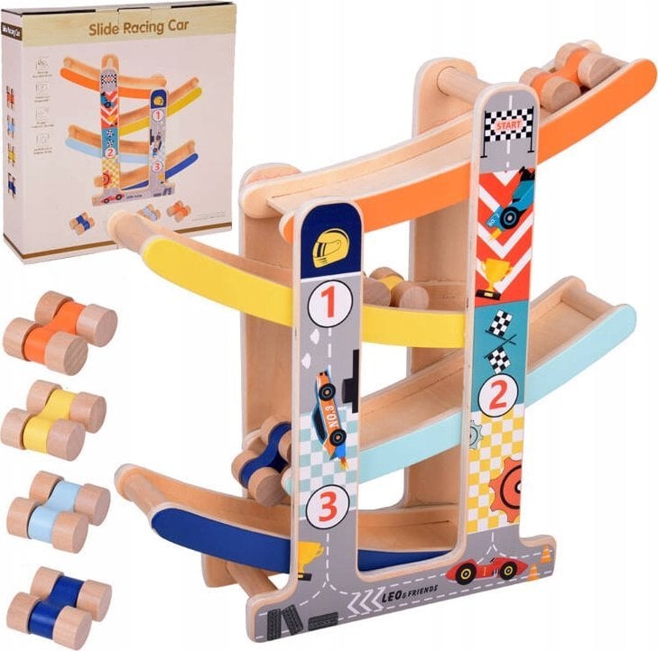 Tor samochodowy Drewniany Tor Zjeżdżalnia dla autek ZA5375