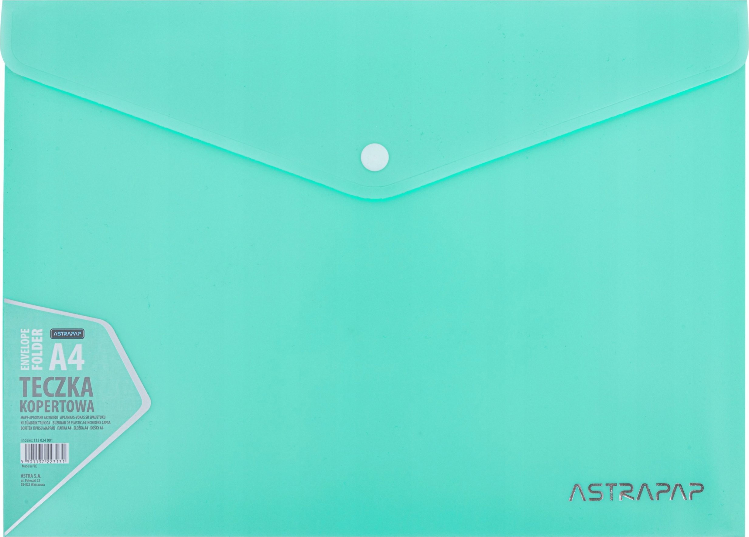 Teka Teczka kopertowa A4 pastel zatrzask mix ASTRA