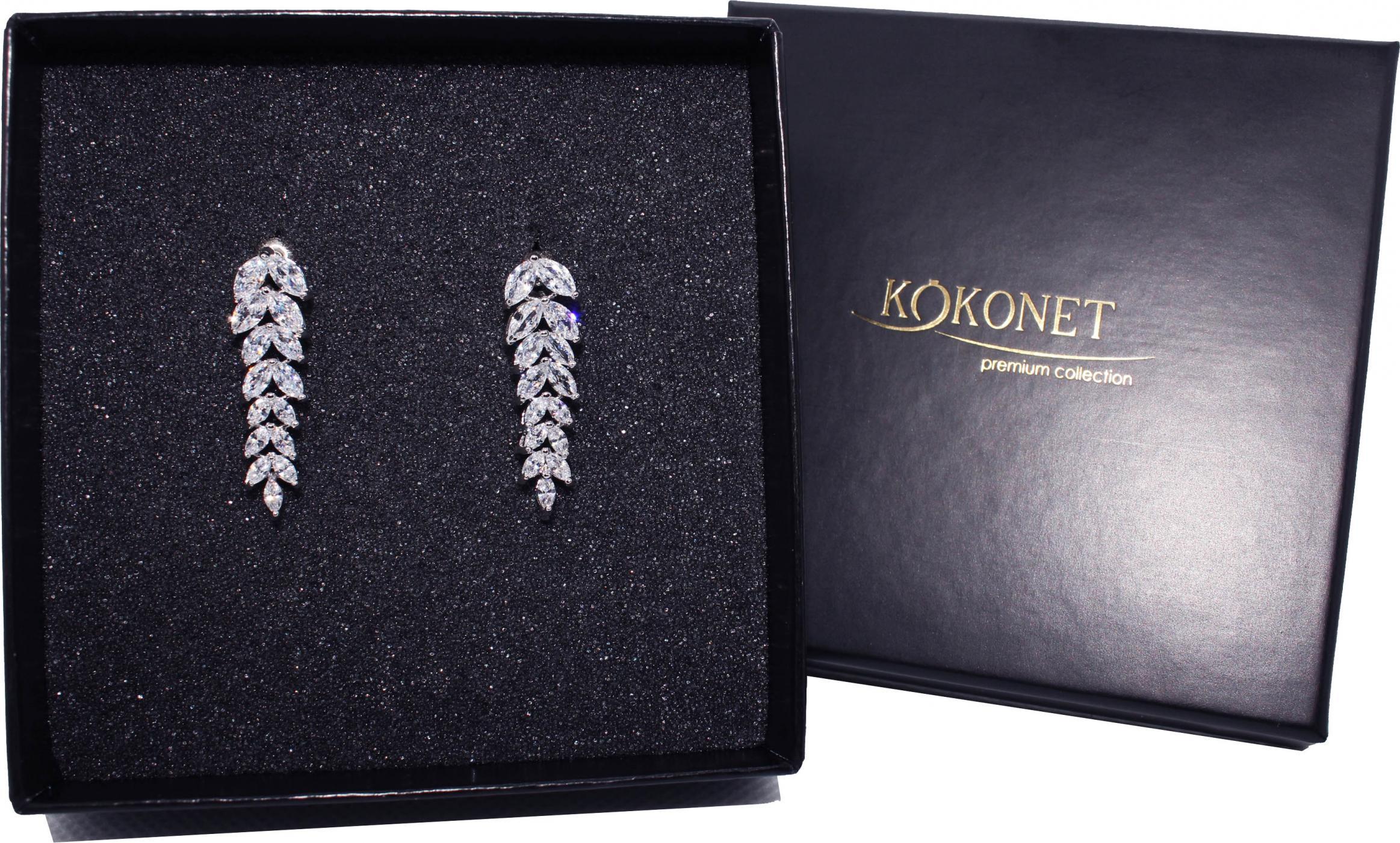 KOKONET KOLCZYKI listki DROBNE lekkie WESELE ślub JAKOŚĆ