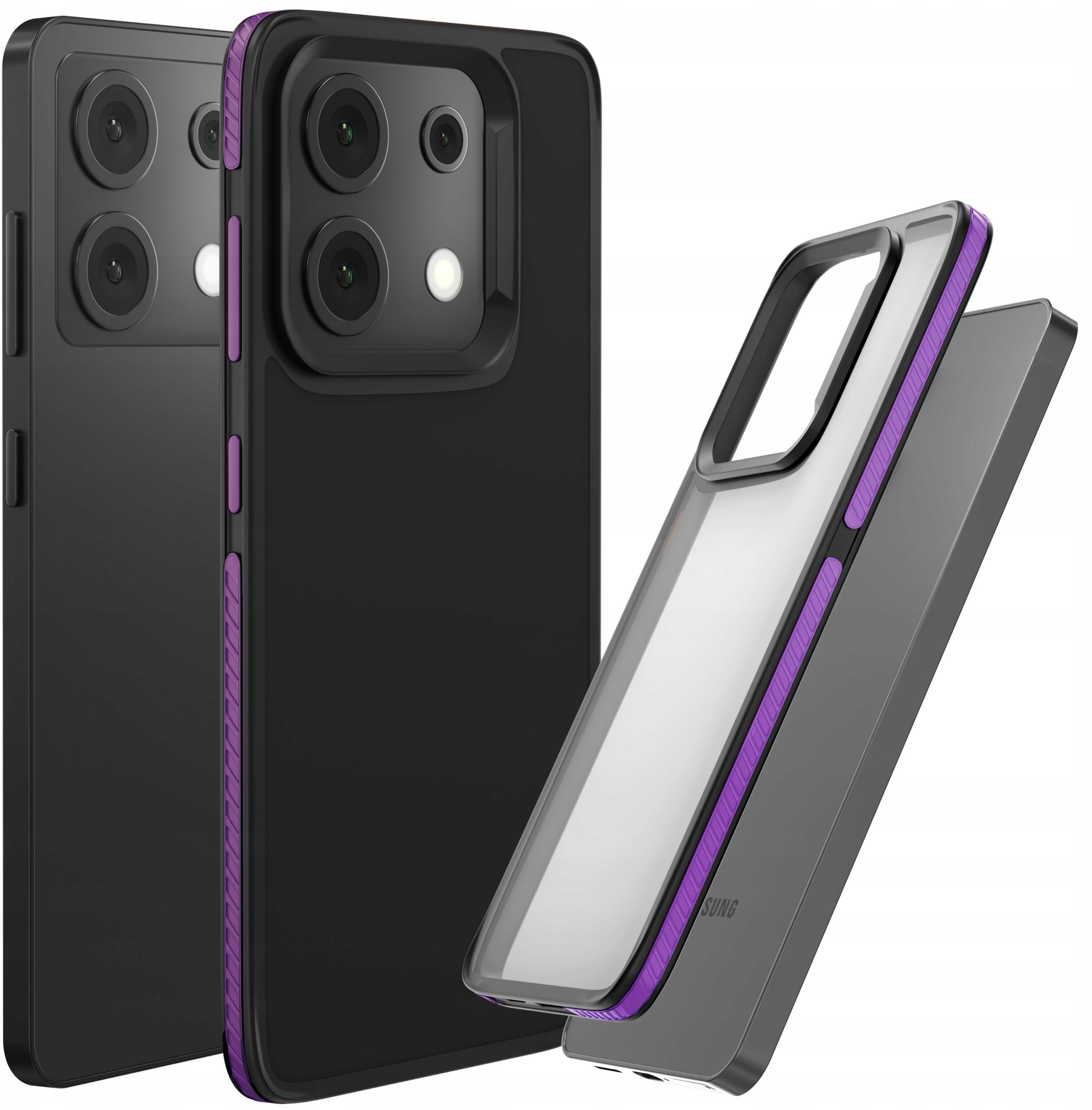 Etui Do Xiaomi Redmi Note 13 Pro 5G (Matowe, Fioletowa Ramka, Bumper, Case)