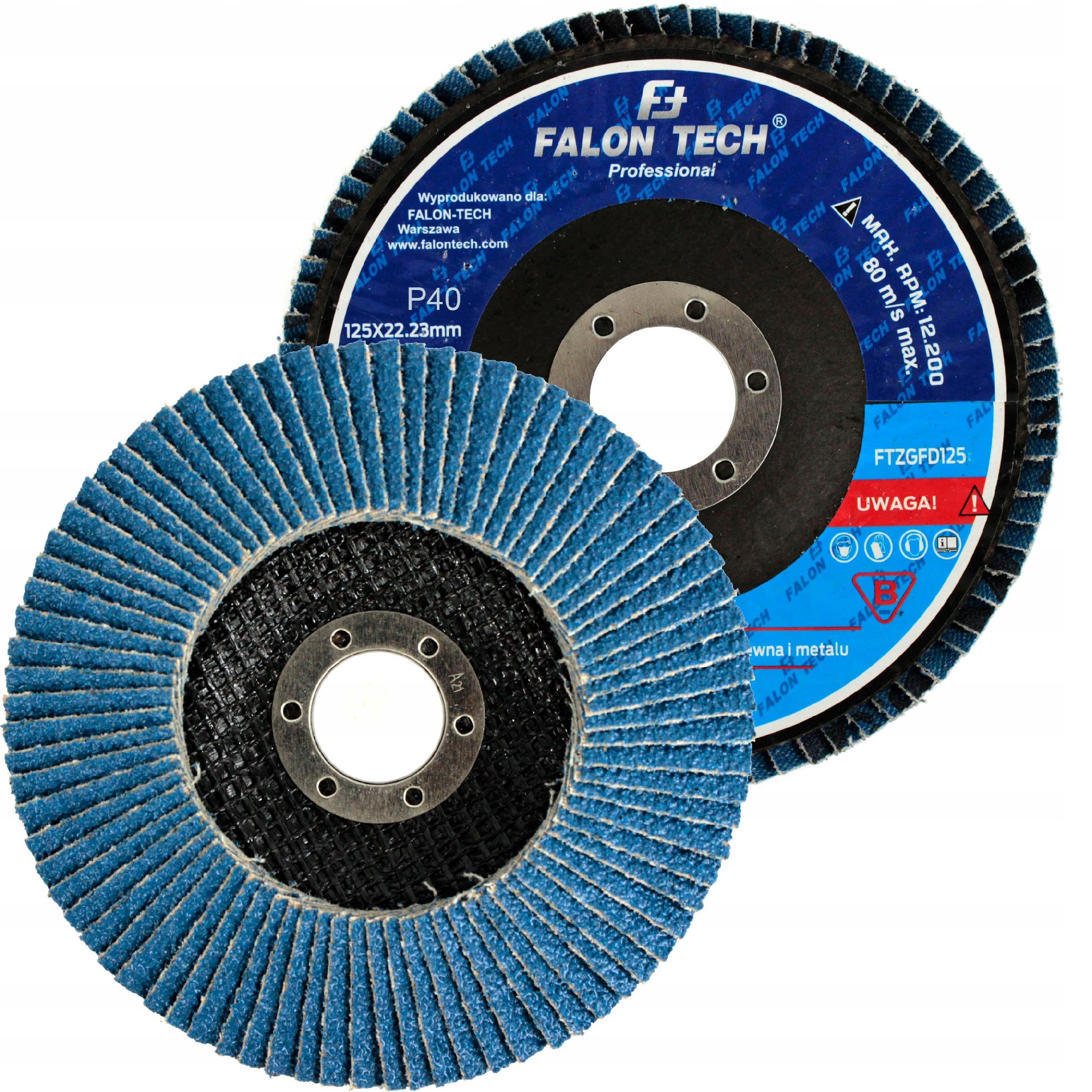 TARCZA LISTKOWA DO SZLIFOWANIA CYRKONOWA INOX 125mm P40 FALON TECH
