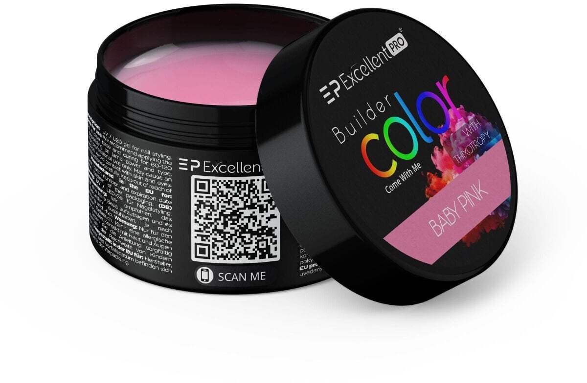 Excellent PRO Builder Color With Thixotropy Pastel żel budujący Baby Pink 15g