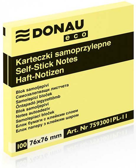 Donau Notes Żółty Samoprzylepny 76X76 (7593001PL-11)