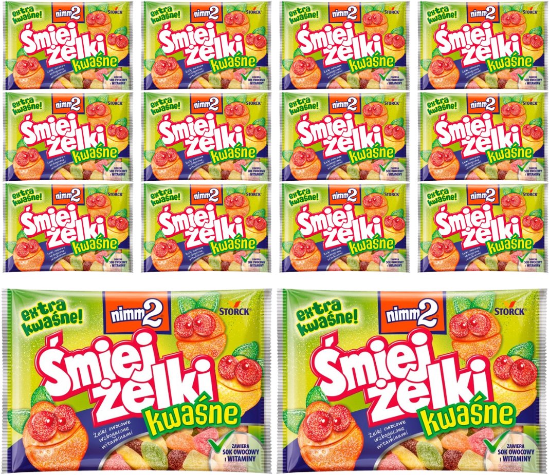 nimm2 Śmiejżelki kwaśne Żelki owocowe wzbogacone witaminami 100 g x 12 sztuk