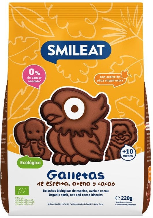 Smileat Ciasteczka z orkiszu kakaowo-jabłkowe BIO* 10m+ 220 g