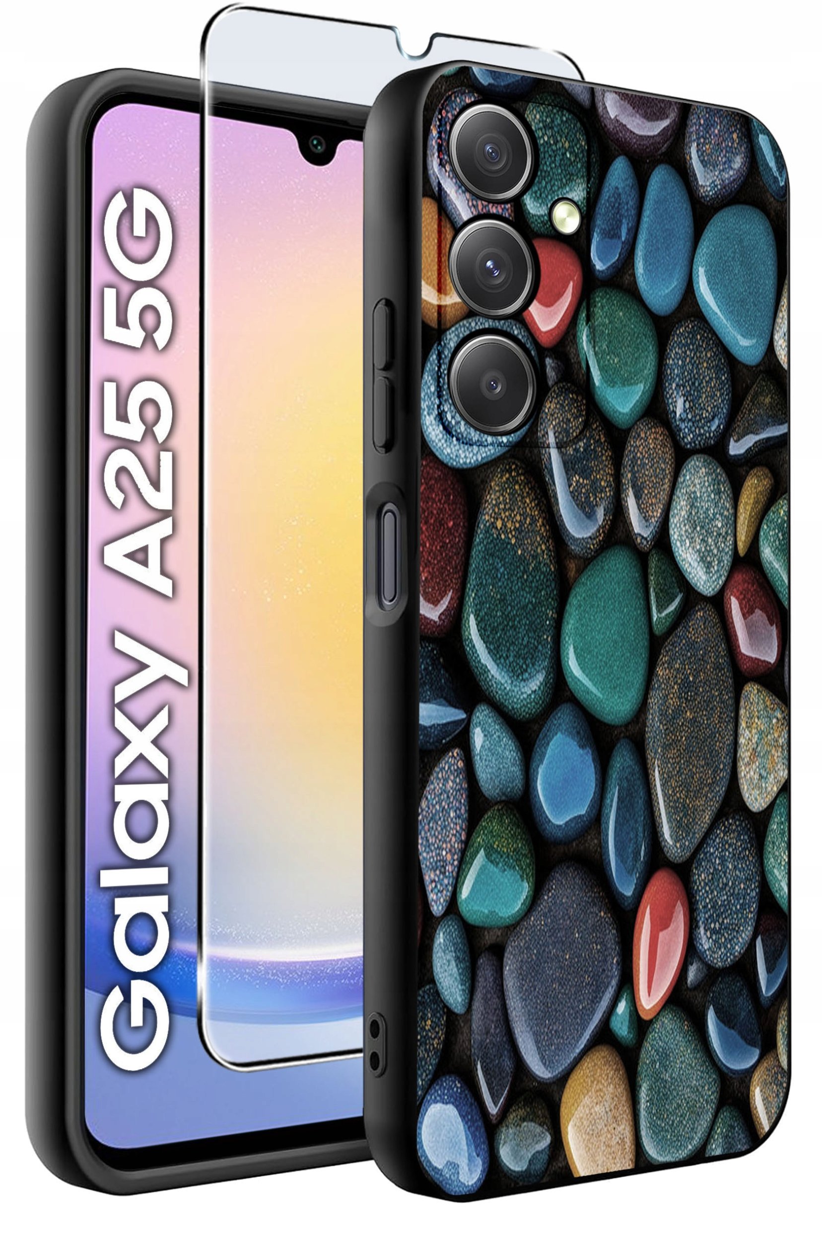 ETUI do Samsung A25 5G WZORY | SILIKONOWE MATT CASE + SZKŁO HARTOWANE 9H