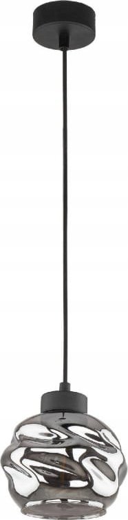 Lampa sufitowa wisząca 150cm Czarna z 1 grafitowym żłobionym kloszem