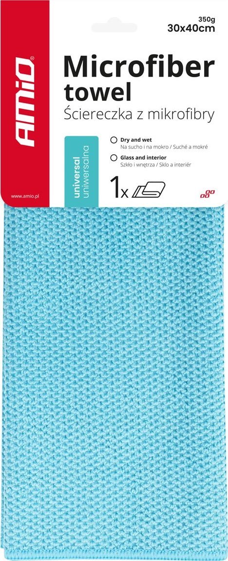 AMiO Mikrofibra ściereczka uniwersalna na sucho i mokro 30x40 cm 350g amio-03736