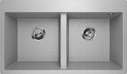 Zlewozmywak Lavello ZLEWOZMYWAK GRANITOWY PODWÓJNY LAVELLO ELLE 2.0 SZARY METALIK