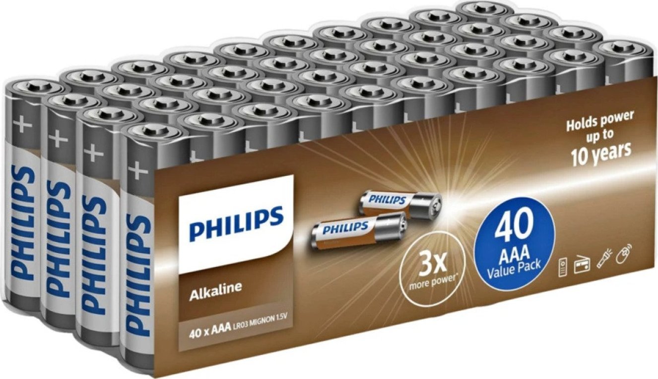 Philips Philips Alkaline AAA Batteries - 40-pack