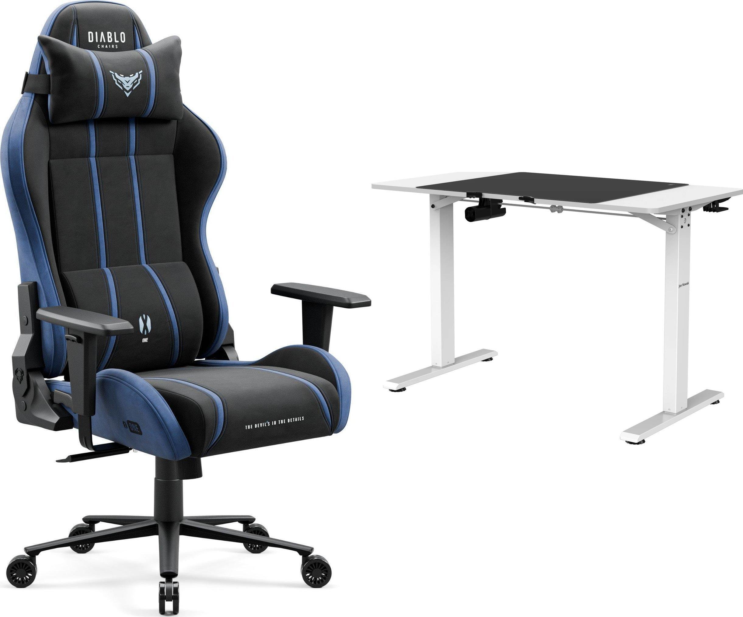 Fotel Diablo Chairs X-One 2.0 Normal Size Night Blue + EGON 1100 Białe 110 cmx60 cm