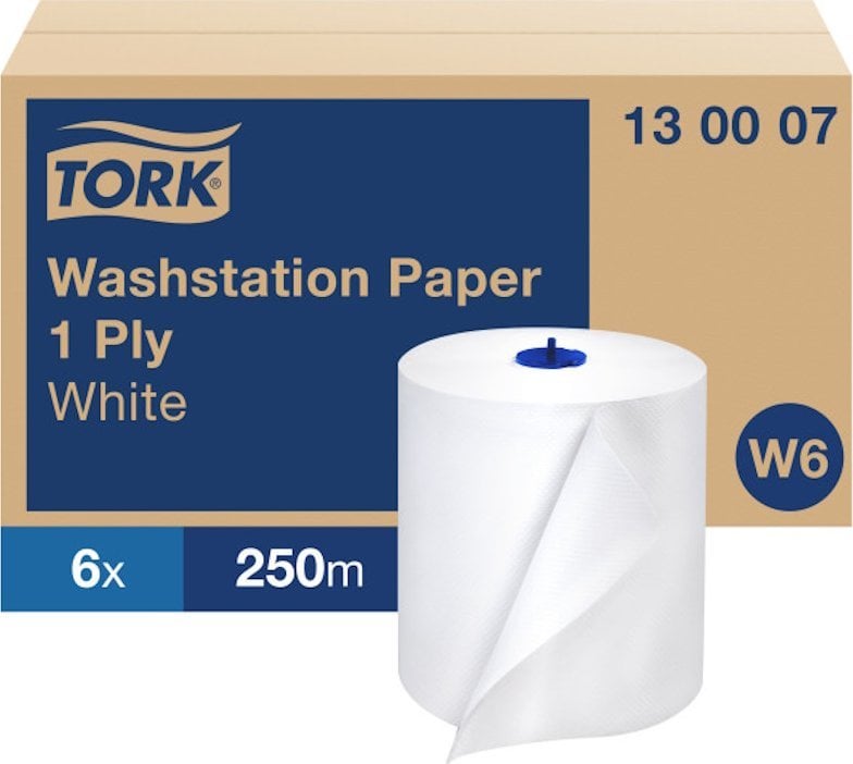 Tork Tork - Czyściwo papierowe z celulozy, 1-warstwa, 250 m, W6 - 6 rolek
