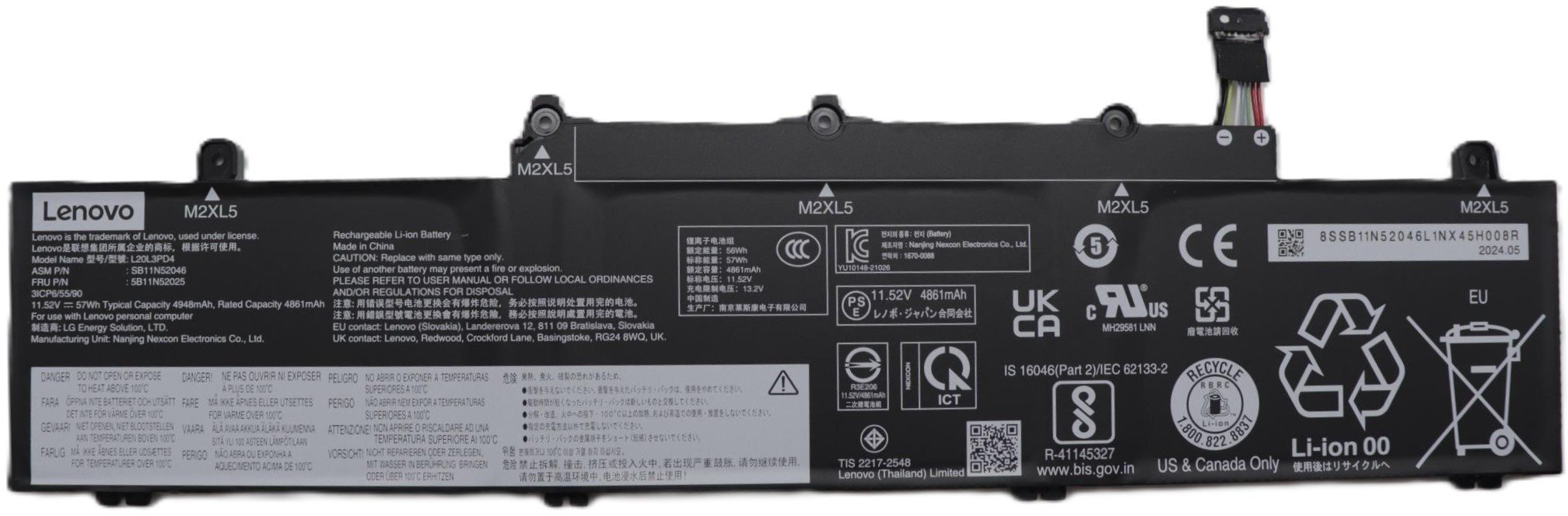 57Wh 3-cell lithium-ion
