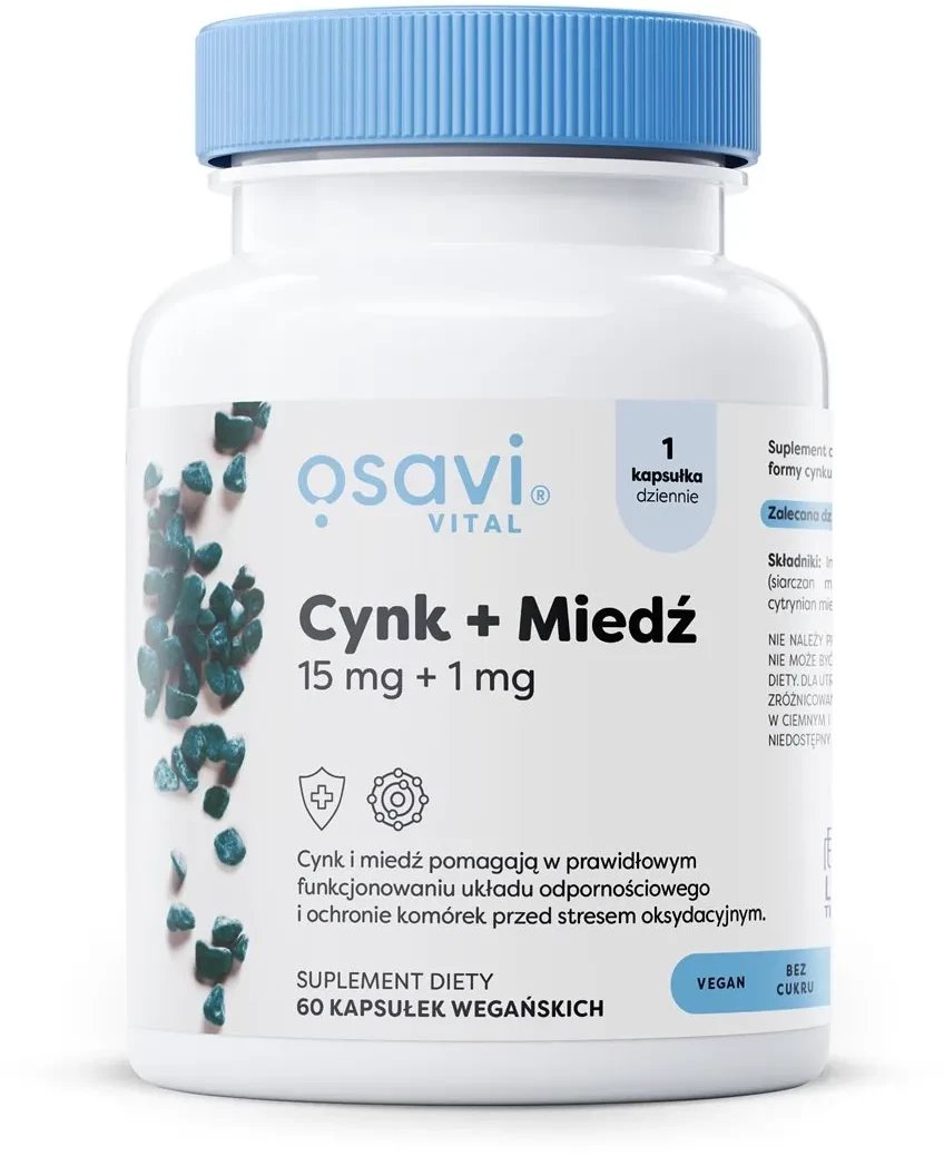 Osavi - Cynk + Miedź, 15mg + 1mg, 60 vkaps