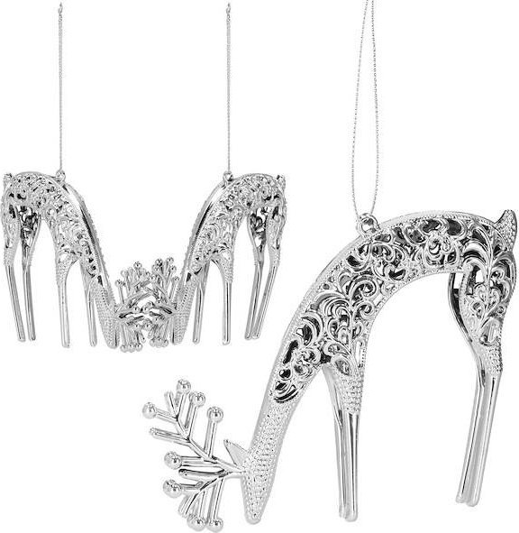 Springos Zawieszki choinkowe 2 szt. renifery ozdoba świąteczna ażurowa srebrna UNIWERSALNY