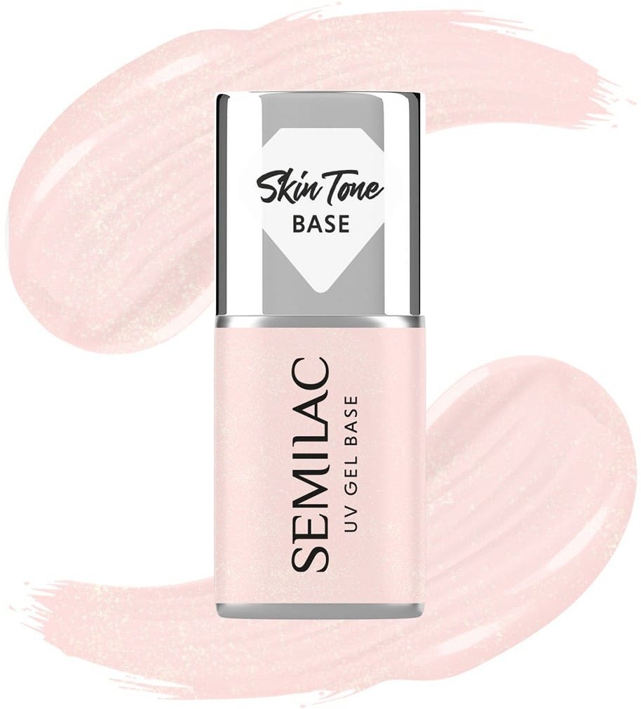 SEMILAC Skin Tone Baza coverowa do lakierów hybrydowych półtransparentna Glitter Rose 7 ml