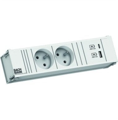 BACHMANN CONI 2xUTE 1xUSB A/C 22W 0,2m GST18 RAL9010