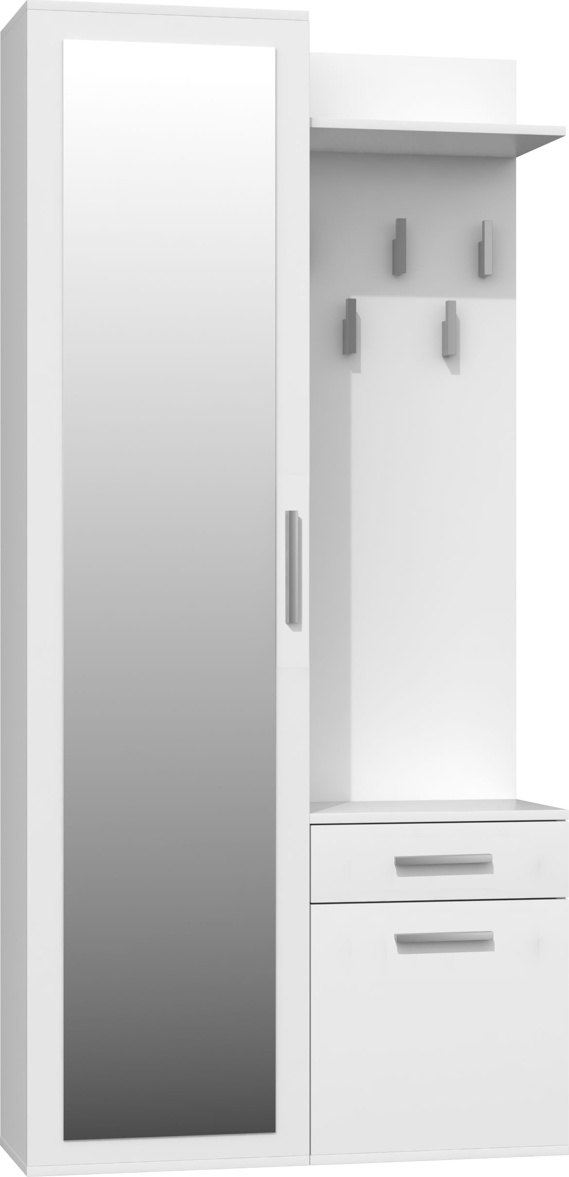 Topeshop GARDEROBA DUO SZAFA LUSTRO WIESZAK BIEL MAT