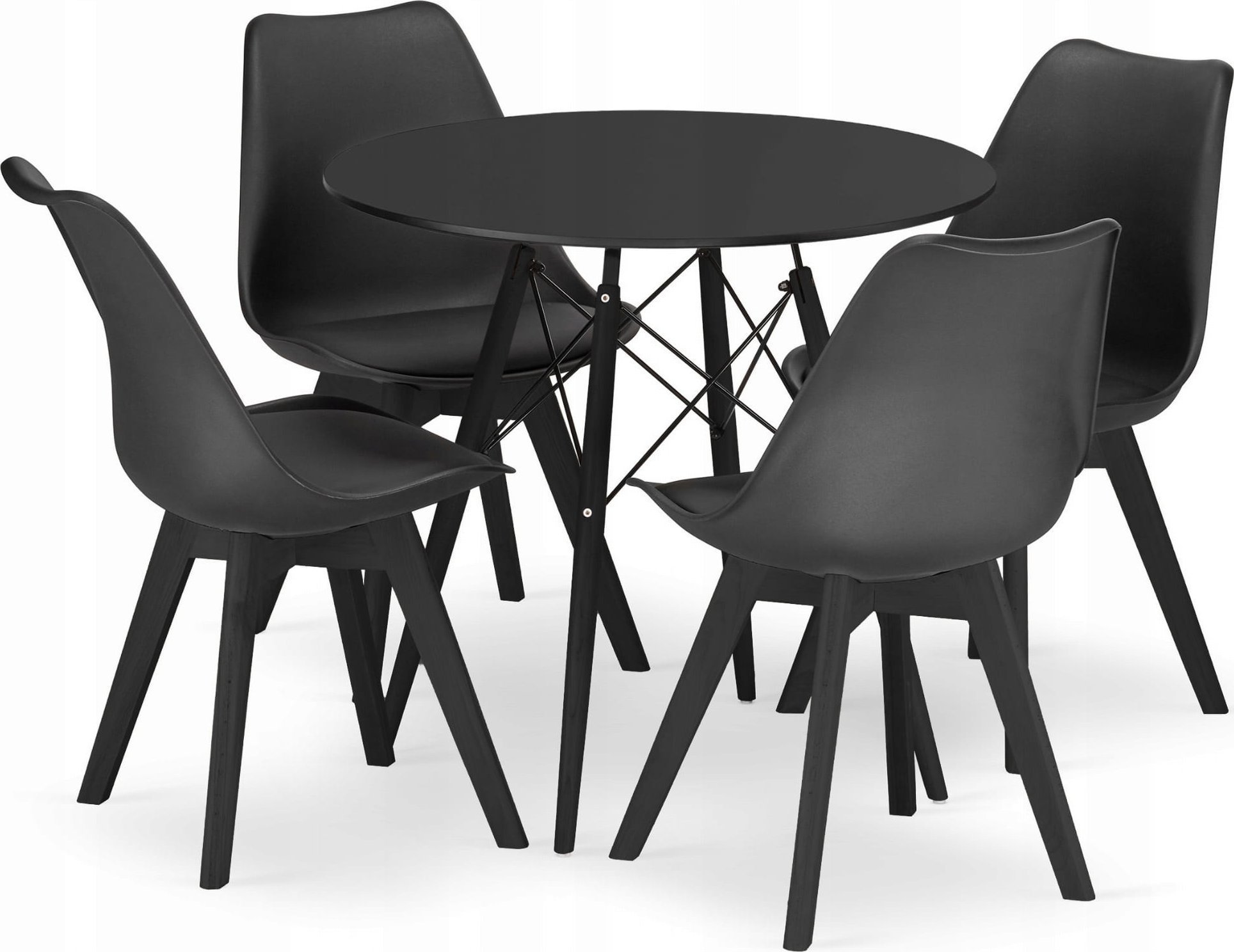 Leobert Zestaw stół okrągły TODI 80 czarny + 4 krzesła MARK czarne