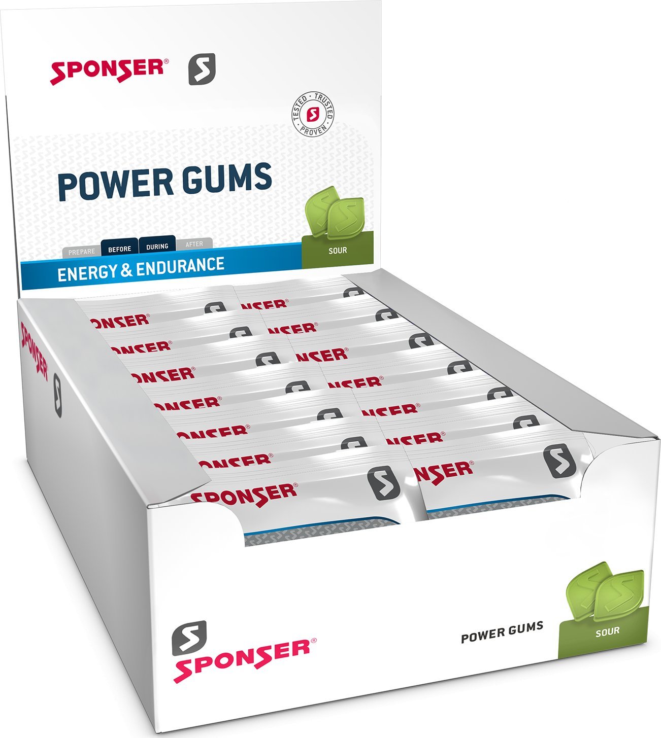 Gumy energetyczne SPONSER POWER GUMS sour łagodny octowo-kwaśny paczka 75g (NEW 2025)